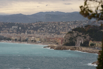 Obraz premium View of the city of Nice, France from Mont Boron hill