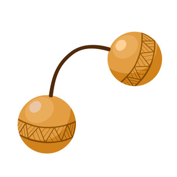 Vector illustration, Asalato or Kashaka, simple percussion instrument, isolated on white background.