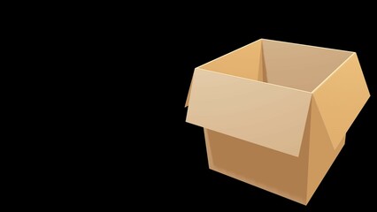 Cardboard box with open flaps
