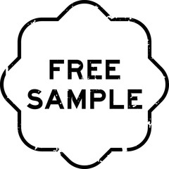Grunge black free sample word rubber seal stamp on white background