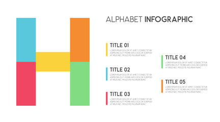 Letter H vector alphabet and other elements for infographics