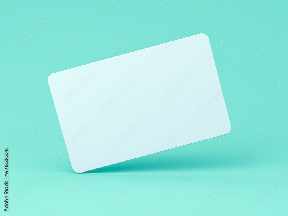 Aufkleber blank white business card isolated on blue green pastel color background with shadow minimal concept