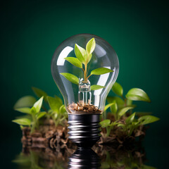 Fototapeta na wymiar Eco friendly lightbulb, concept of renewable energy and sustainable living