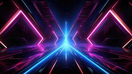 Fototapeta na wymiar Abstract ultraviolet futuristic background, spinning tunnel with pink blue neon light. Modern neon light spectrum