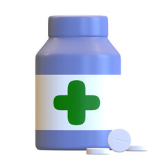Obraz premium pills,drugs,medicine bottle 3d illustration and 3d element No AI