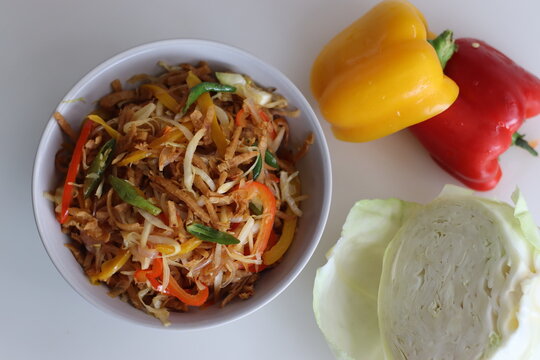 Roti noodles. A makeover meal with leftover chapatis made by rolling the chapatis and cutting it into thin strips, then tossed it with sauteed veggies adding sauces