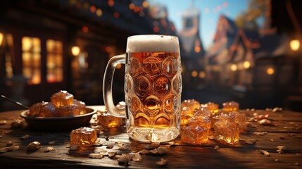 Oktoberfest, beer mug, festival. Generative AI