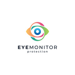 Obraz premium colorful eye for eye care or security and technology logo design