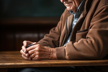 Elderly hands, Senior Citizen's Day. Generative AI