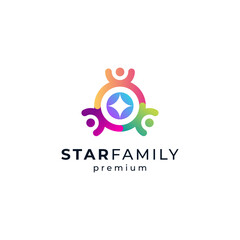 peoples and star for family or charity logo design