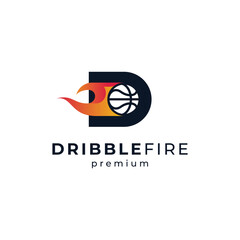 letter D with burning basketball logo design