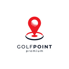 golf course and pin for golf course location logo design
