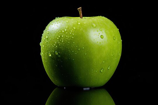 photo of green apple black background