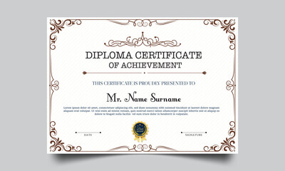 Certificate template. modern value design and layout luxurious. Certificate of achievement abstract geometric texture. Diploma of modern design or gift certificate.