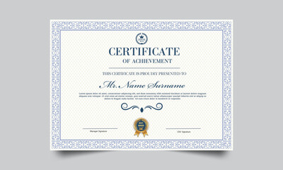 Certificate template. modern value design and layout luxurious. Certificate of achievement abstract geometric texture. Diploma of modern design or gift certificate.
