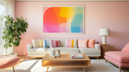 Home modern living room interior with decoration like color gradient palette