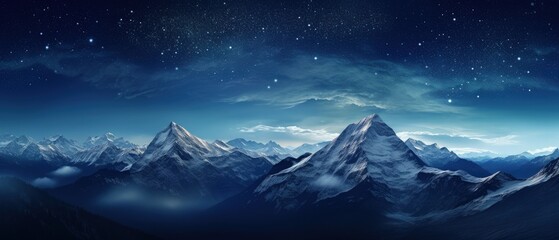 Fototapeta na wymiar majestic mountain range under a starry night sky, generative ai