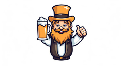 Fototapeta premium Oktoberfest character logo with beer glass isolated on white background