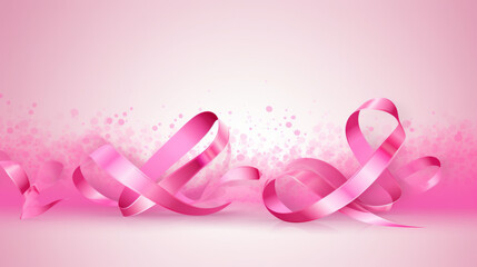 The Breast Cancer Awareness Month background illustration with pink ribbon logo
