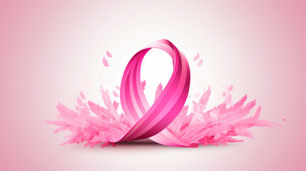 The Breast Cancer Awareness Month background illustration with pink ribbon logo