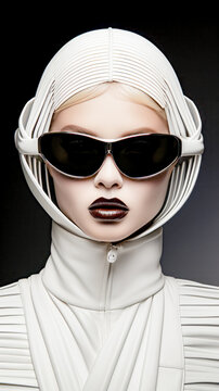 Futuristic Fashion Style with Mask Abstrakt Digital Art Illustration Generative AI KI Wallpaper Journal