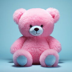 Obraz premium Illustration of a Toy pink bear on a blue background 