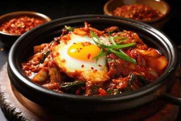 Korean dish Gamjatang on background