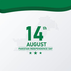 Pakistan Independence Day 14th August Post for Social Media. Pakistan Independence Day Vector Template. EPS 10 Vector.