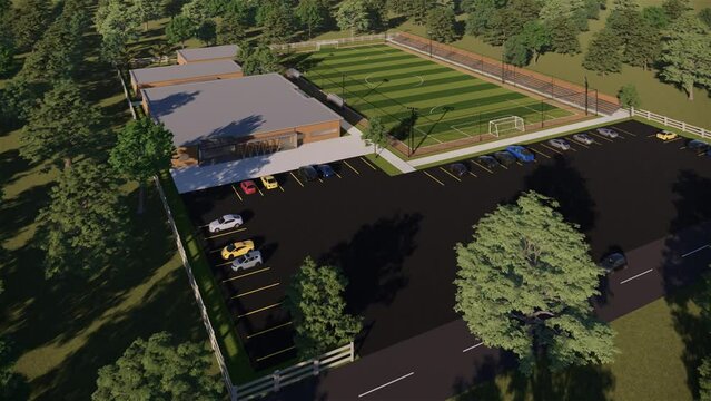 Illustration Aerial masterplan  Soccer - football field training complex  site plan with realistic 3d rendering architecture