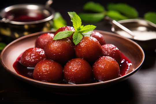 Gulab Jamun on background. Generative AI