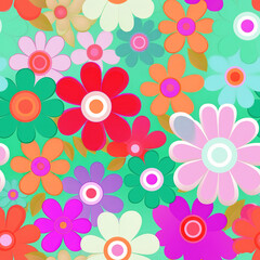 Fototapeta premium Beautiful seamless vector floral pattern, spring summer background with tropical flowers, palm leaves, jungle leaf, hibiscus, bird of paradise flower. Exotic wallpaper. Digital painting