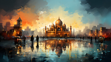 Fototapeta na wymiar Abstract Art The Taj Mahal