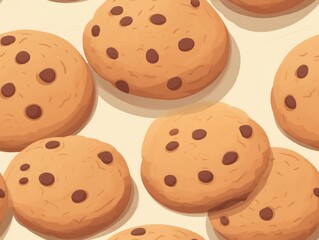 Chocolate Cookies drawn style seamless tiles (generative AI)