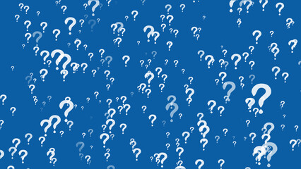 Question mark on particle element on the blue screen background