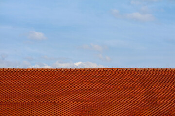 Roof on top and blue sky white cloud background