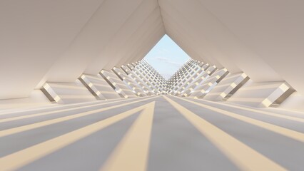 Abstract architecture background geometric arched building 3d render