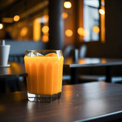 glass of orange juice on the table, generative ai