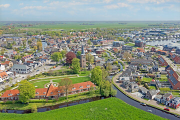 Aerial from the village Akkrum in Friesland the Netherlands