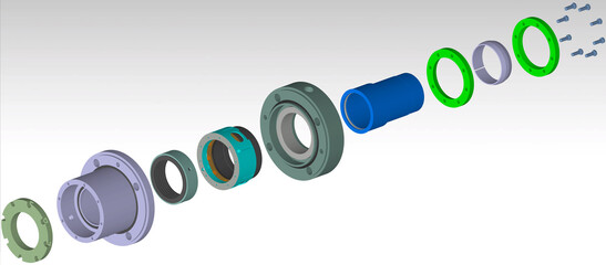 mechanical seal pump 3D illustration