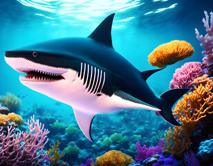 Great shark in the ocean - Generative AI - 621547591