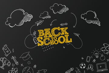 Obraz na płótnie Canvas back school banner with typography letter chalk chalkboard