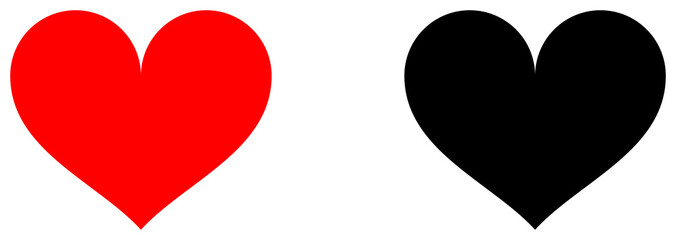Red and black heart icon. Flat style for graphic, love symbol. 