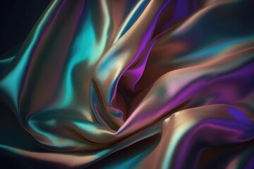 Obraz premium Holographic silk texture playful color. AI generated