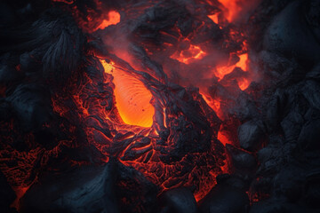 Magma lava cracked glow, embers. AI generated