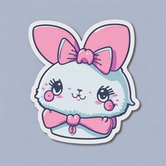 cute kawaii little bunny, rabbit die-cut sticker edition, Generative AI.