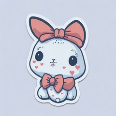 cute kawaii little bunny, rabbit die-cut sticker edition, Generative AI.