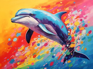 Dynamic Marine Portrait: Strip Painting of a Sea Dolphin