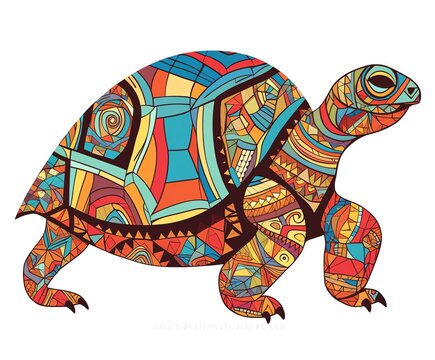 Vibrant Turtle: A Colorful Design Inspired by Guatemalan Art and the Art of Tonga
