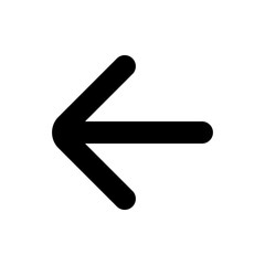 Vector single arrow chevron left icon. Black, white background. Perfect for app and web interfaces, infographics, presentations, marketing, etc.