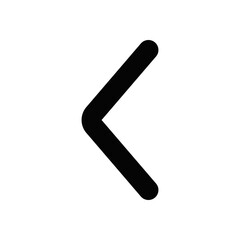 Vector single arrow chevron left icon. Black, white background. Perfect for app and web interfaces, infographics, presentations, marketing, etc.